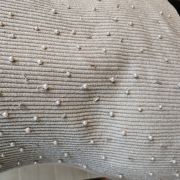 Vintage Silver Beaded Belldini Silk Sweater - Size Medium - Picture 5 of 13